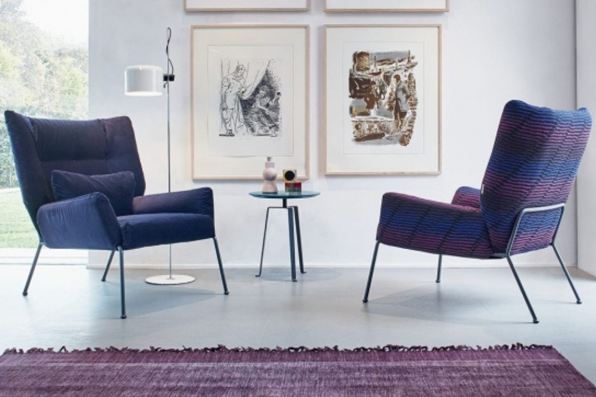 Colourful designer armchairs