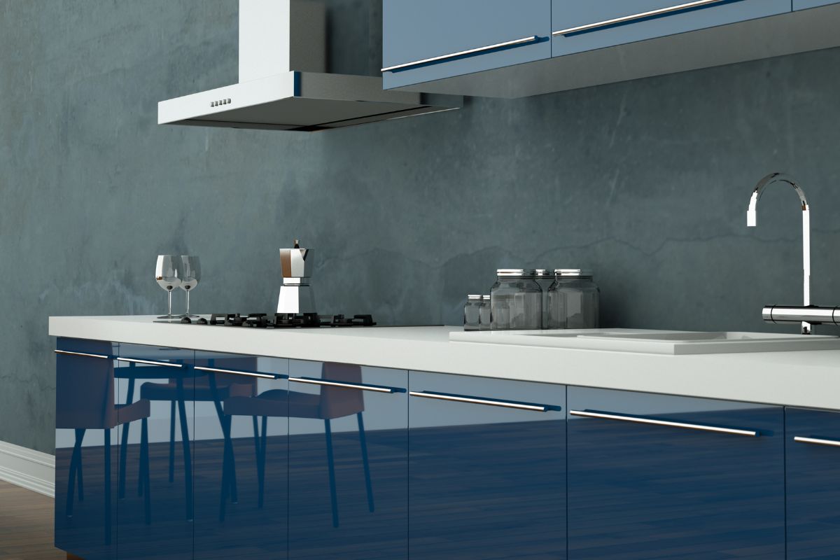 Cucina moderna blu cobalto