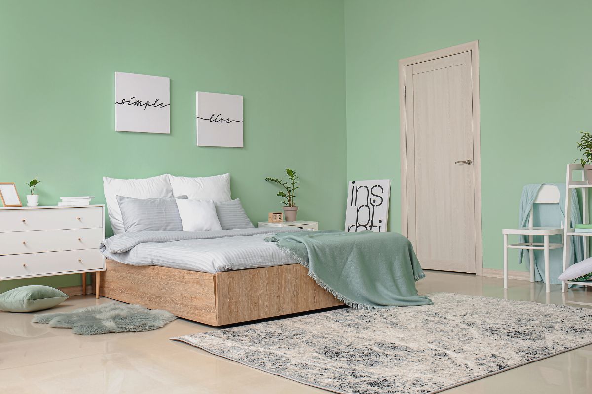 dormitorio verde menta pantone