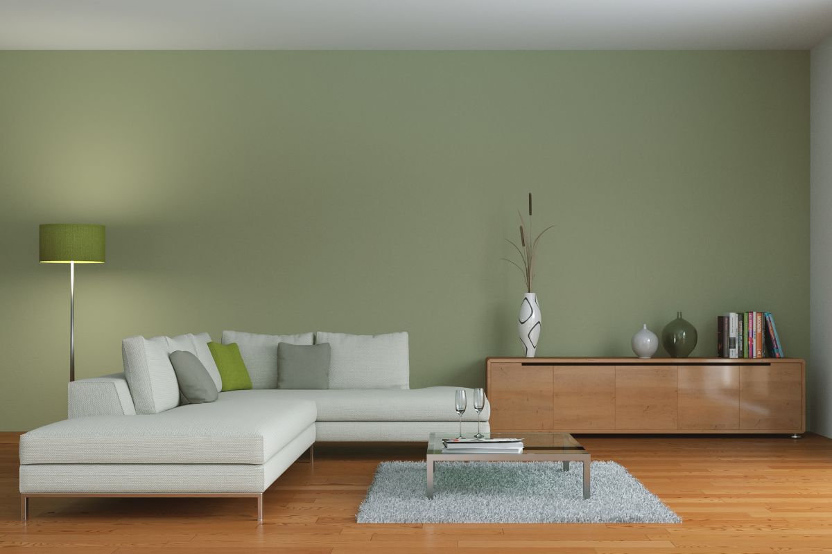 Sala de estar verde menta pantone