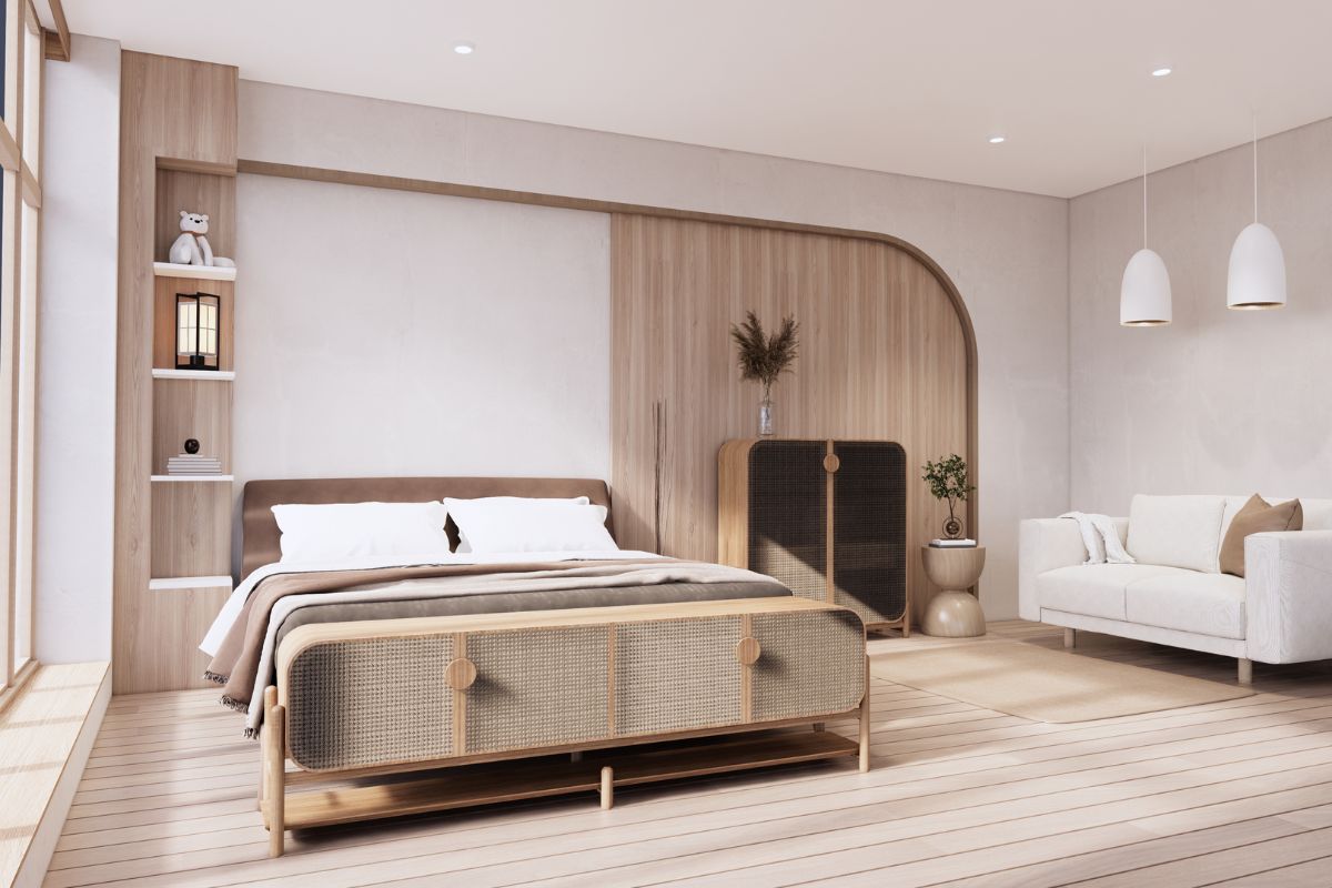 Amueblar el dormitorio en estilo Japandi: 10 fotos