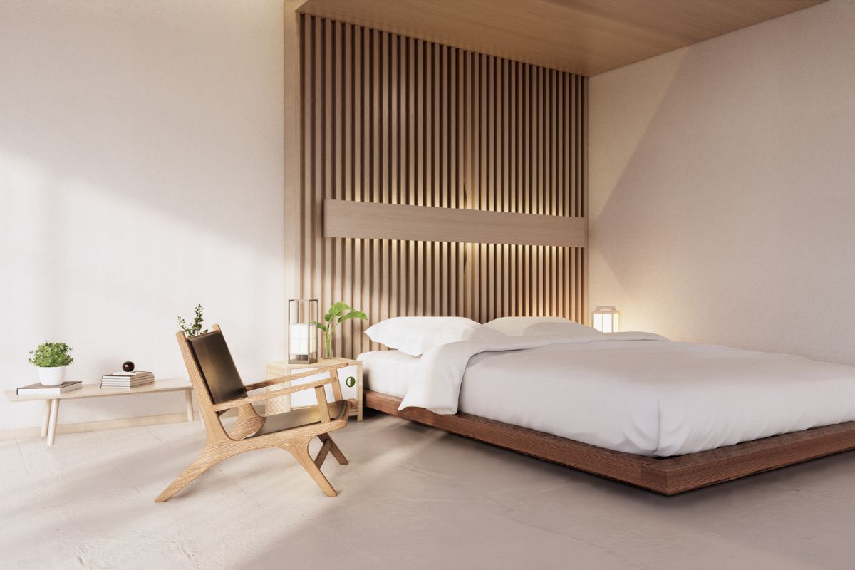Style Japandi chambre à coucher