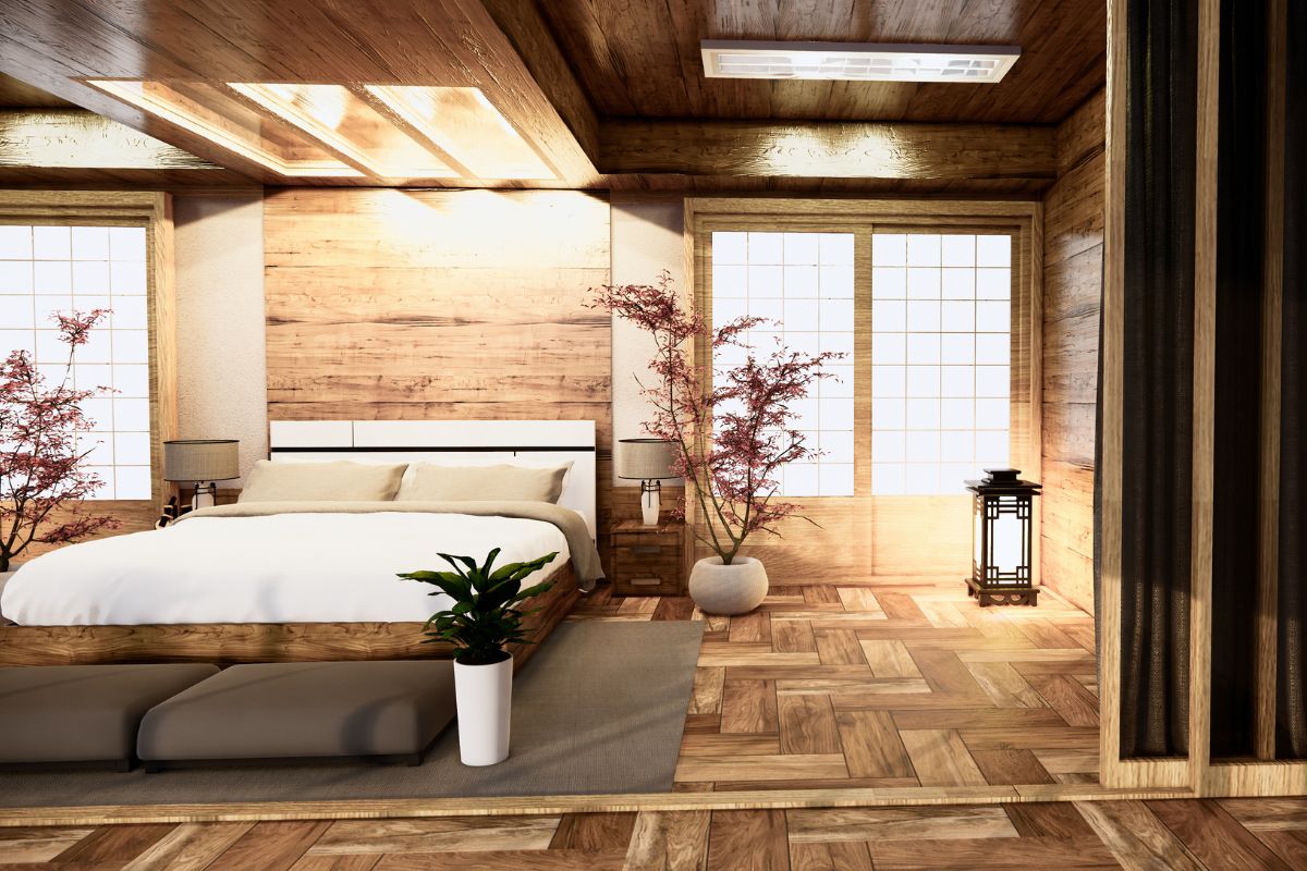 Stile Japandi camera da letto