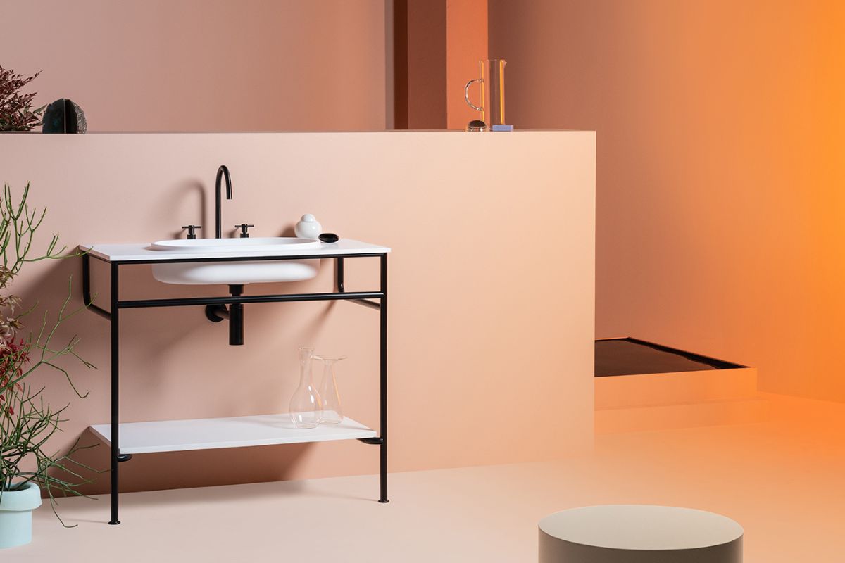 minimal bathroom furniture Rise Console Basin Zucchetti Kos