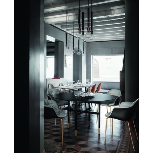 Mood Bontempi Stuhl aus Stahl mit Armlehnen bezogen