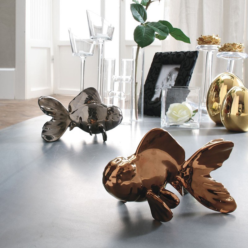 Pesce aus glasierter Keramik von Adriani e Rossi