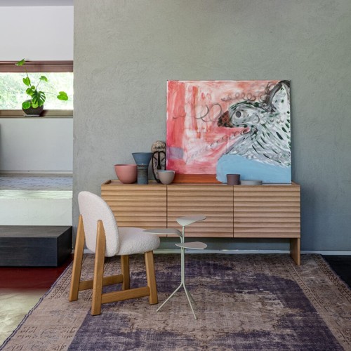 Gepolsterter Stuhl Pheaby Moroso – Moderne Holzstruktur