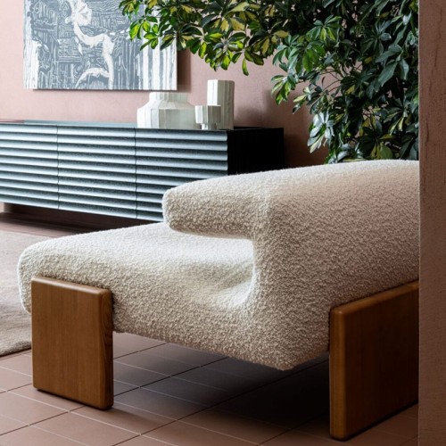 Gepolsterter Sessel Loveseat Moroso – Moderne Holzbasis