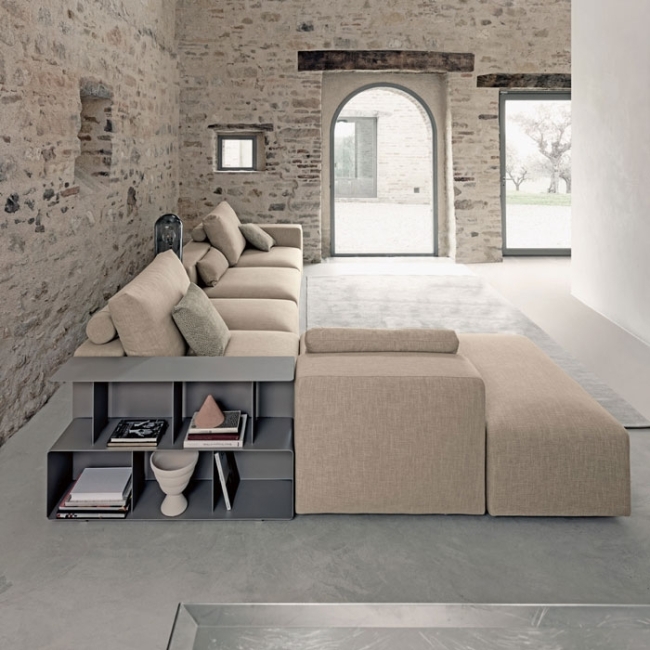 Zenit Plus Bontempi casa eckiges Sofa mit Chaiselongue