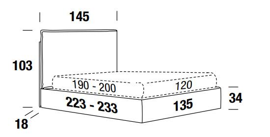 letto felis luis una piazza e mezza misure