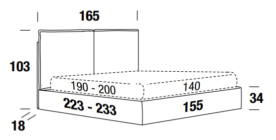 letto felis luis una piazza e mezza misure