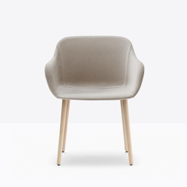 Babila XL Pedrali Upholstered armchair with wooden legs