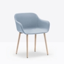 Babila XL Pedrali Upholstered armchair with wooden legs