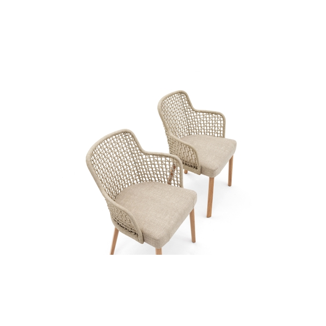 Emma Armchair Varaschin wooden legs fabric seat