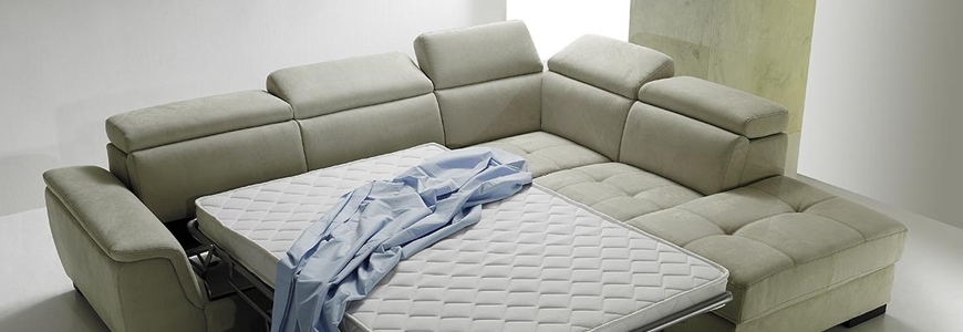 Sofá cama de tela con cajón contenedor Made in Italy