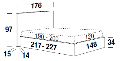 letto felis Bowie una piazza e mezza misure