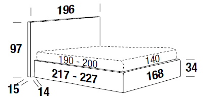 letto felis Bowie una piazza e mezza misure
