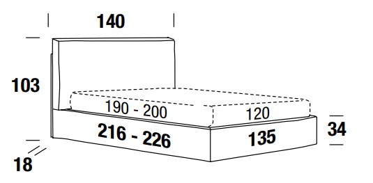 letto felis george una piazza e mezza misure