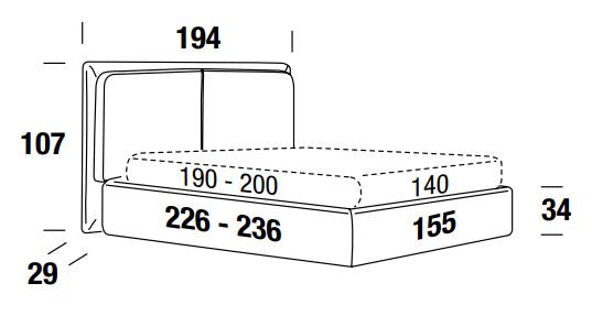 dimensions du lit felis tokyo une place et demie