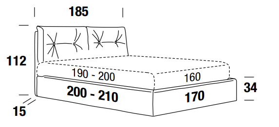 Dimensions du lit double Scotty Compact Felis