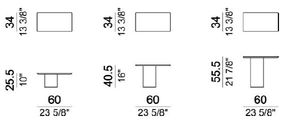 Maße des Couchtisches Petra Arketipo 1