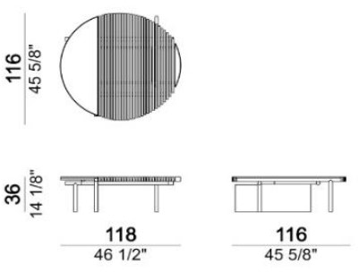 Dimensions of the Talamone Arketipo Coffee Table 2