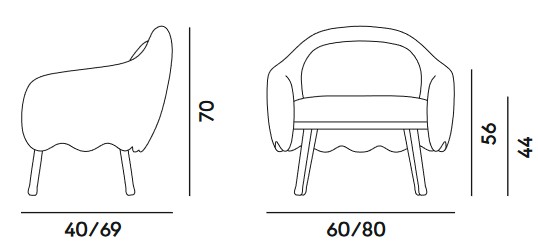 Dimensions de la chaise Corolla Billiani