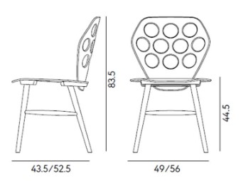 Dimensions de la chaise Edelweiss Billiani