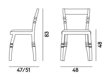 Dimensions de la chaise Toccata Billiani