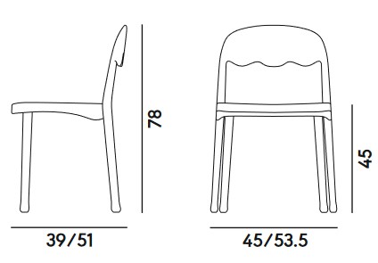 Dimensions de la chaise Frisée Billiani