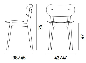Dimensions de la chaise Gradisca Billiani