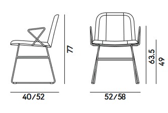 Dimensiones de la silla Hippy 638 Billiani