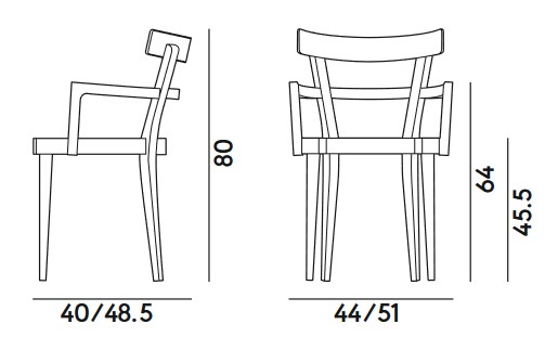 Dimensions de la chaise Café Billiani