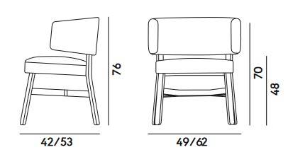 Dimensiones de la silla Croissant Billiani