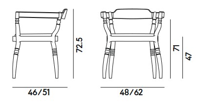 Dimensions de la chaise Fuga Billiani