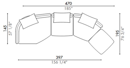 Canapé Homan Désirée Composable dimensions