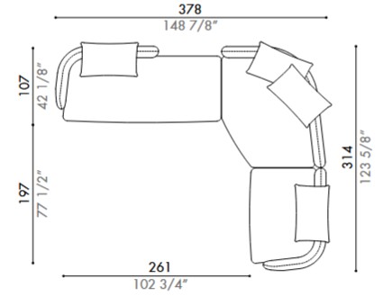 Canapé Homan Désirée Composable dimensions