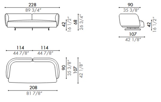 Divano Homan Désirée dimensioni