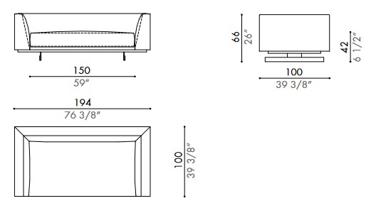 Dimensions du canapé Sheridan Désirée