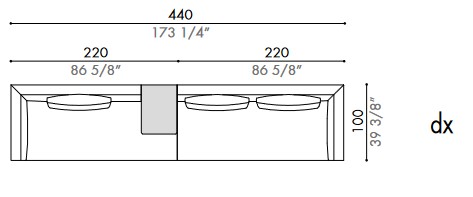 Dimensions of the Modular Sofa Sheridan Désirée