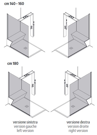 Cabine de douche NonSoloDoccia Shower Glass 1989 dimensions