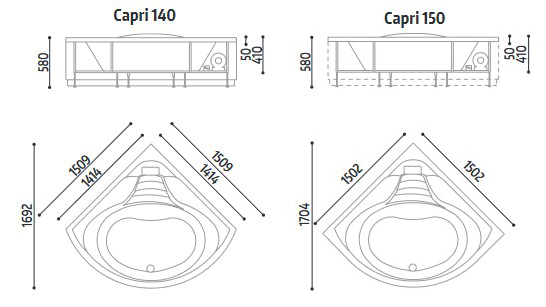 Dimensions of Capri Glass 1989 Whirlpool Bathtub