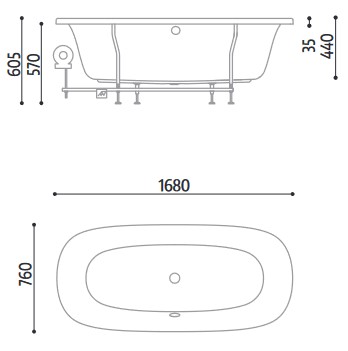 Dimensions of the Malmo Glass 1989 Whirlpool Bathtub