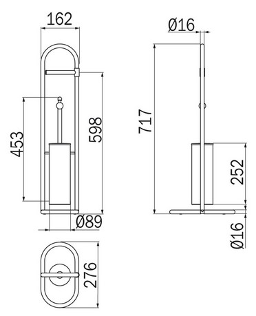 Measurements of the Raffaella Inda A32240 toilet brush holder