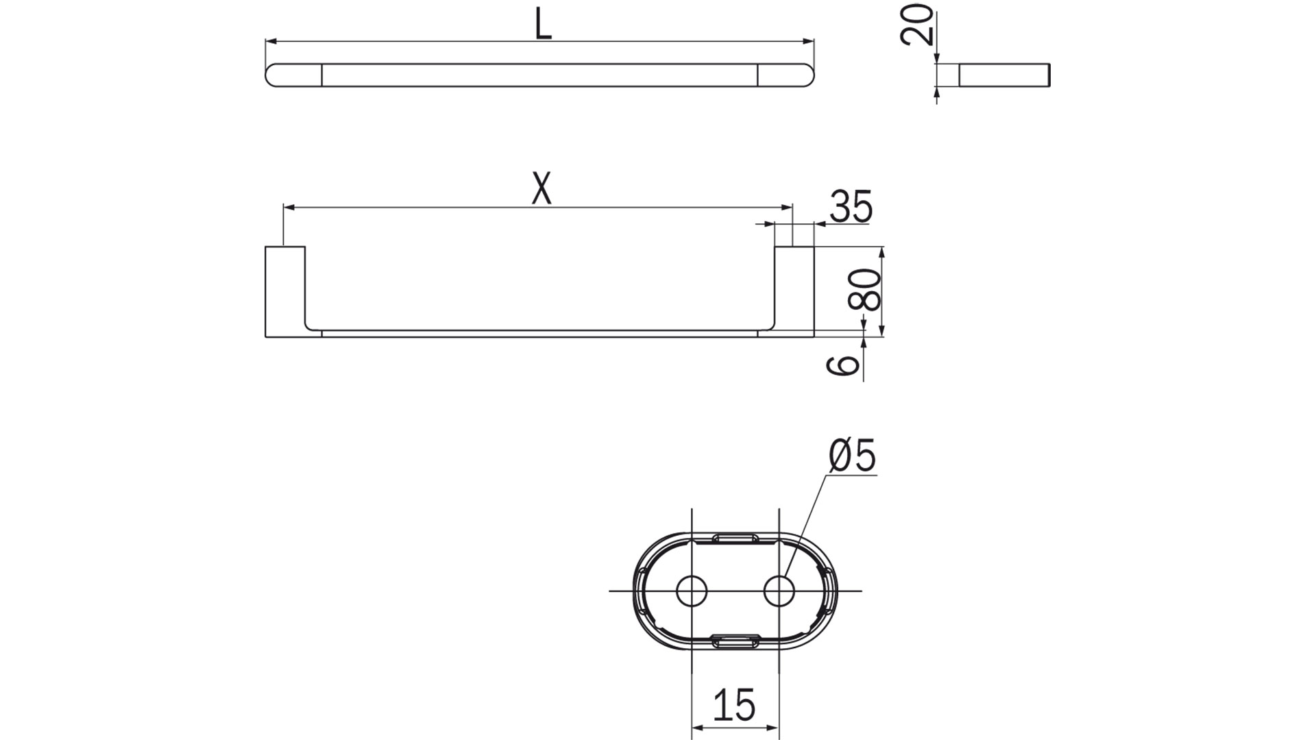 Dimensions porte-serviettes Mito Inda A2018