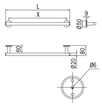 Touch Inda A4618 towel holder dimensions