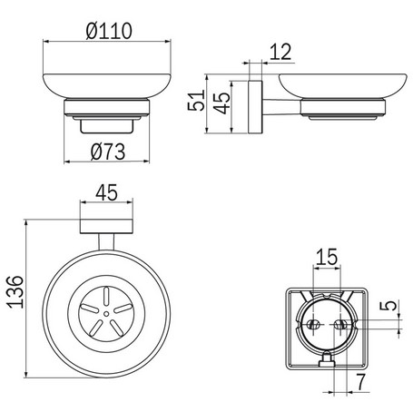 Forum Quadra Inda A30110 soap dispenser dimensions