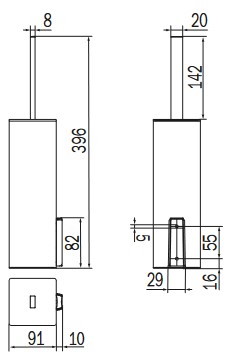 Dimensiones del Portaescobillas Divo Inda AV114B
