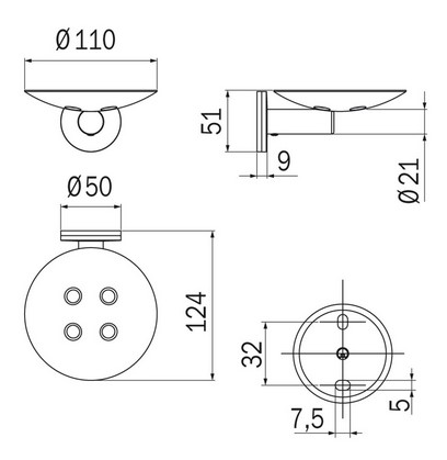 Touch Inda A4611M soap dish dimensions