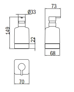 Dimensions du distributeur de savon Lea Inda A1812Z